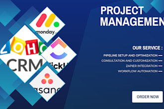 setup project management crm monday clickup zoho wrike asana hive hubspot notion