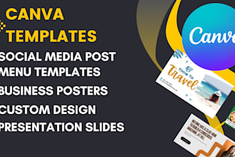 design menu templates, business card, and any social media post on canva