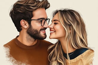 make a realistic family portrait, couple or group from photo
