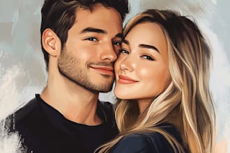 create a couple portrait illustration from photo