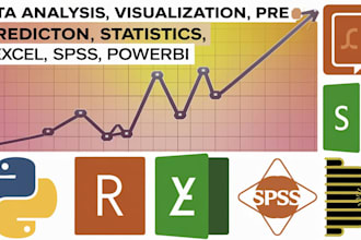 do data analysis, visualization, prediction, statistics, python, r, excel