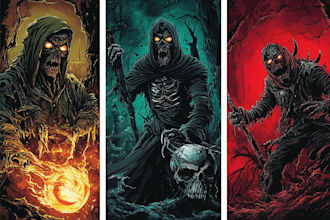 draw fantasy or dark creepy horror art illustration