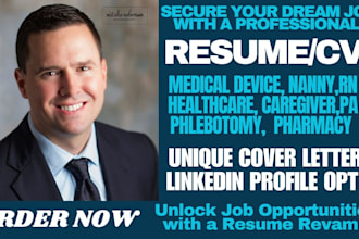 write medical resume, nursing, pharmacy, clinical nurses, physician, cna