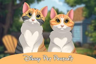 draw your pet portrait into disney style in 24 hours