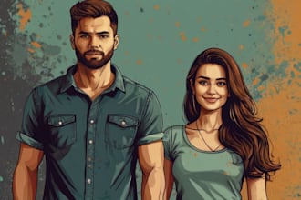create couples art vector portrait