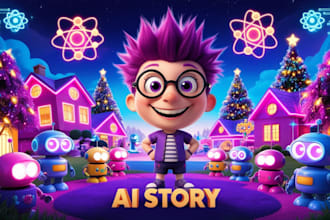 create ai animation story, ai video art, 3d cartoon for kids