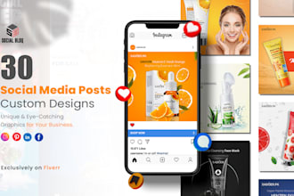 create custom social media post designs for whole month