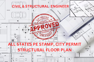 texas, california, florida pe stamp, city permit, and structural floor stamp