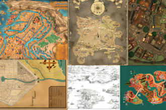 vector map illustration fantasy map maker cartography fantasy city map design