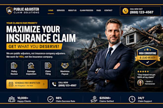 public adjuster website hurricane website insurance claim website landing page