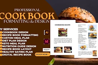design format cook book, recipe book, meal, diet plan, nutrition, keto