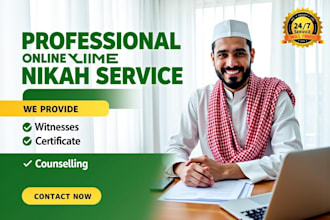 be your islamic online imam nikah and provide a certificate for the marriage
