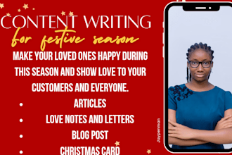 write christmas and new year notes,cards, articles and contents for this season