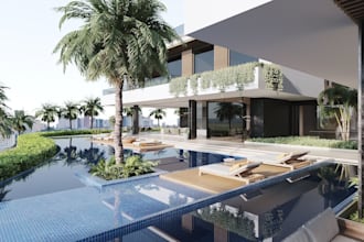 build commercial rendering, architecture exterior house design, floor plan