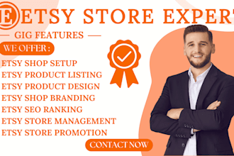 do etsy shop setup, digital product design, etsy product listing and etsy SEO