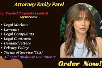 draft contracts, legal motions, lawsuits, legal complaints and legal letters