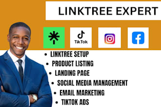 create and setup a linktree bio link landing page for social media