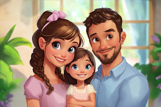 design a professional disney family portrait