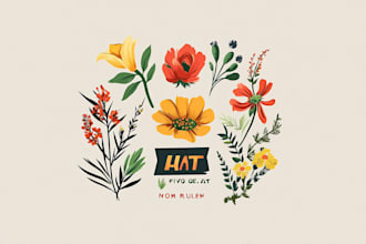 create a hand drawn, boho, floral and botanical logo