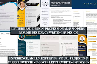 create a professional and infographic resume and modern CV design ats friendly