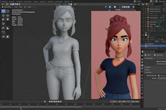 do 3d stylized cartoon character modelling rig in blender for game and animation