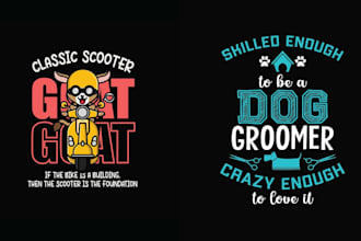 do hand drawn animal dog or pet grooming logo and t shirt design