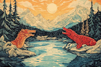 draw illustrations using linocut technique