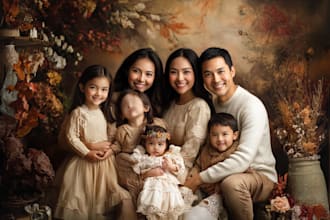 paint realistic digital oil paint family portrait