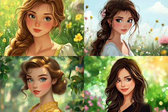 draw you a beautiful portrait in disney cartoon style