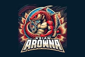 do amazing asian arowana mascot logo with free vector file