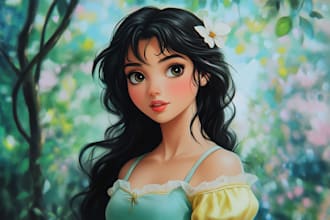 do a portrait in semi realism disney cartoon style