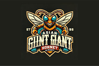 do asian giant hornet mascot logo with creative concept