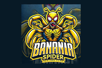 do crative banana spider mascot logo in very short time