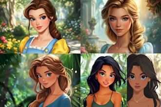 draw you a beautiful portrait in disney cartoon style