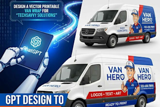 do vehicle wrap decal, chat gpt to illustrter ,ai to printable for van,car wrap