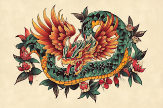 do traditional or old school style tattoo design