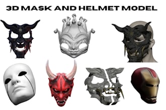 design custom 3d mask model 3d helmet model cosplay game props mask 3d printing