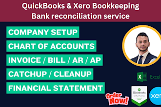 do accounting and bookkeeping in quickbooks online and xero, bank reconciliation