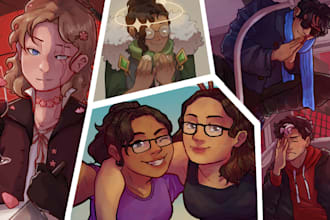 draw any cartoon style character, oc, persona, caricature