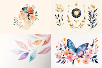 design unique feminine watercolor boho logo