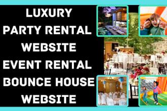 design party rental holiday event rental booking bounce house booth website