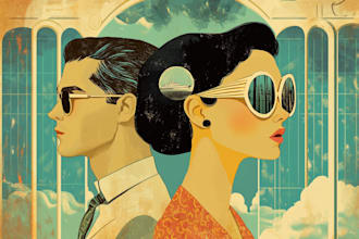 make best illustration in vintage and retro styles