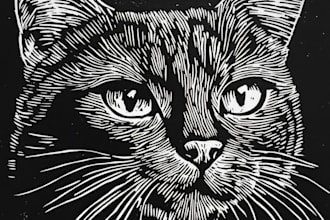 do awesome linocut illustration for your brand