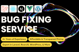 fix bugs in your website, laravel reactjs nextjs vuejs wordpress