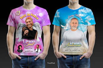 do memorial, funeral, rip or loving memory t shirt design in 6 hours