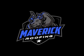 design blue bull roofing company logo