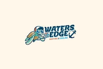 design looking mascot heating and cooling logo