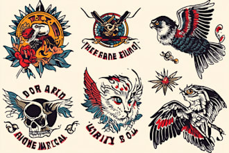 create any design in traditional tattoo or old school style