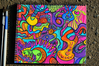 draw doodle wall art, illustration, decal, mural, wallpaper