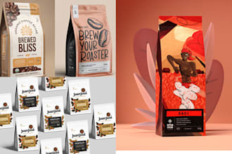 do coffee packaging, bag, stand up pouch and tea label, food label design